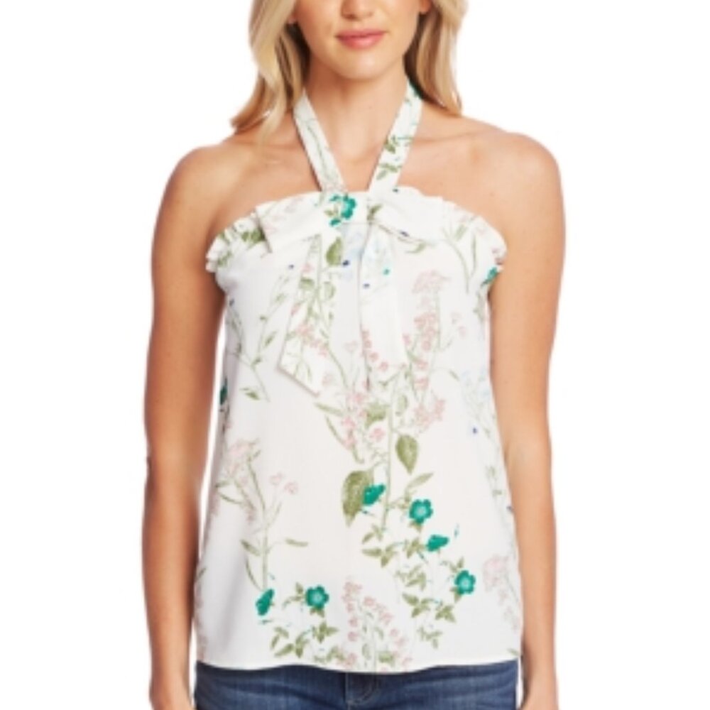 Cece Winter Botanical Off The Shoulder Halter Blouse